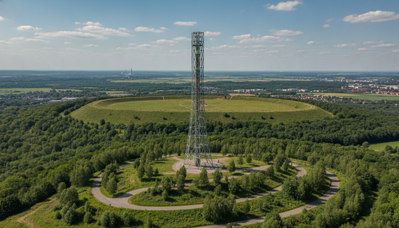 Photovoltaik in Bergkamen - Solar Hamm (Halde Großes Holz mit Lichtkunst-Stele „Impuls")
